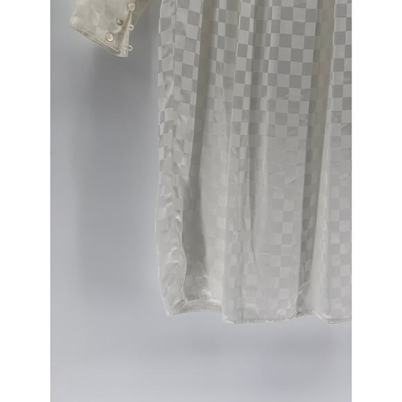 PURE ARGENTI Women's Vintage White Checkered Long Sleeve Midi Dress SZ 8 - Picture 7 of 11